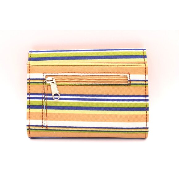 Striped Tri-Fold Wallet Coin Purse Money Card Organizer Pockets Small 5x4" - Picture 2 of 12